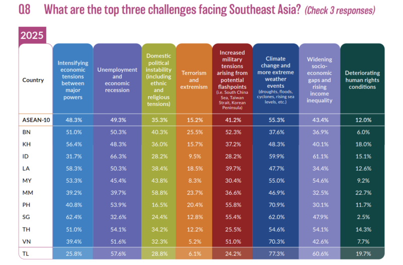 東南アジアが直面する課題のトップ3