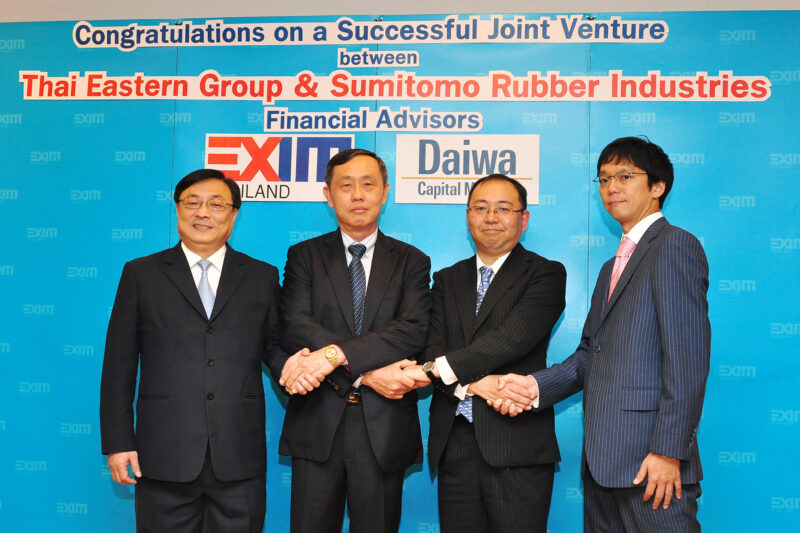 住友ゴム工業との合弁会社設立の覚書(MOU)締結発表の様子 写真提供:TEGH