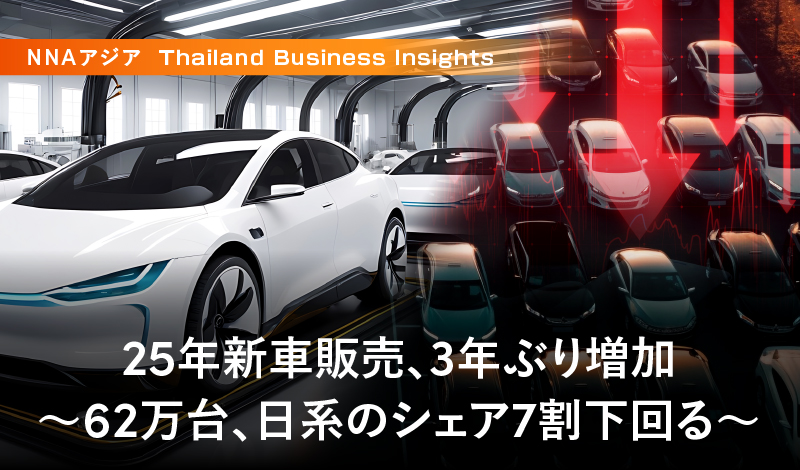 25年新車販売、3年ぶり増加 ~62万台、日系のシェア7割下回る~
